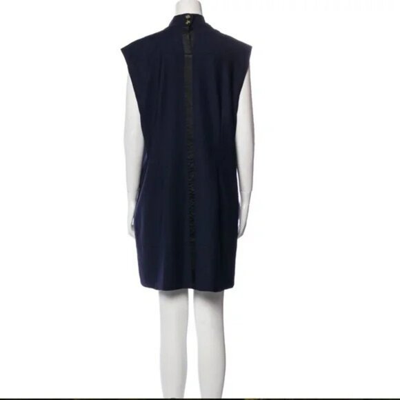 LA LIGNE Wool Cowl Neck Draped Tailored Shift Dress In Navy NWT Sz S made in USA - Picture 13 of 13